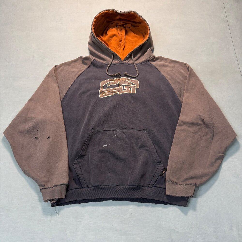 Split Men's pullover hoodie Y2K Navy Size XL